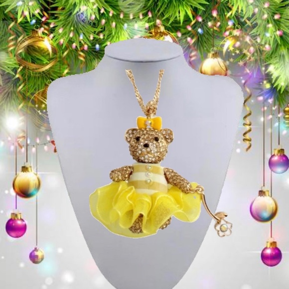 2021 LILY FLOWER BEAR PENDANT YELLOW - Picture 1 of 10